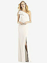 Alt View 1 Thumbnail - Ivory Bowed One-Shoulder Trumpet Gown