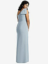 Rear View Thumbnail - Mist Bowed One-Shoulder Trumpet Gown