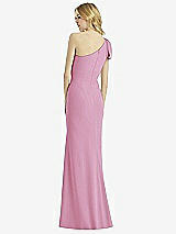 Alt View 2 Thumbnail - Powder Pink Bowed One-Shoulder Trumpet Gown