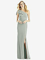 Alt View 1 Thumbnail - Willow Green Bowed One-Shoulder Trumpet Gown