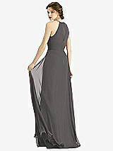 Rear View Thumbnail - Caviar Gray Keyhole Halter Chiffon Maxi Dress