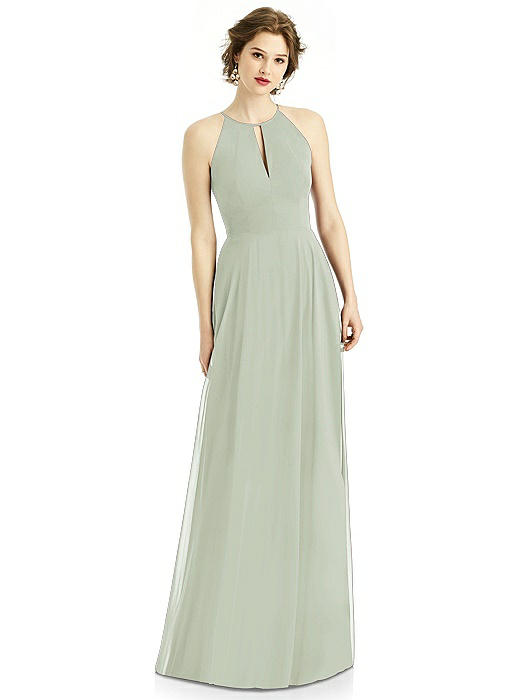 Keyhole Halter Chiffon Maxi Dress