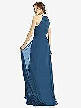 Rear View Thumbnail - Dusk Blue Keyhole Halter Chiffon Maxi Dress