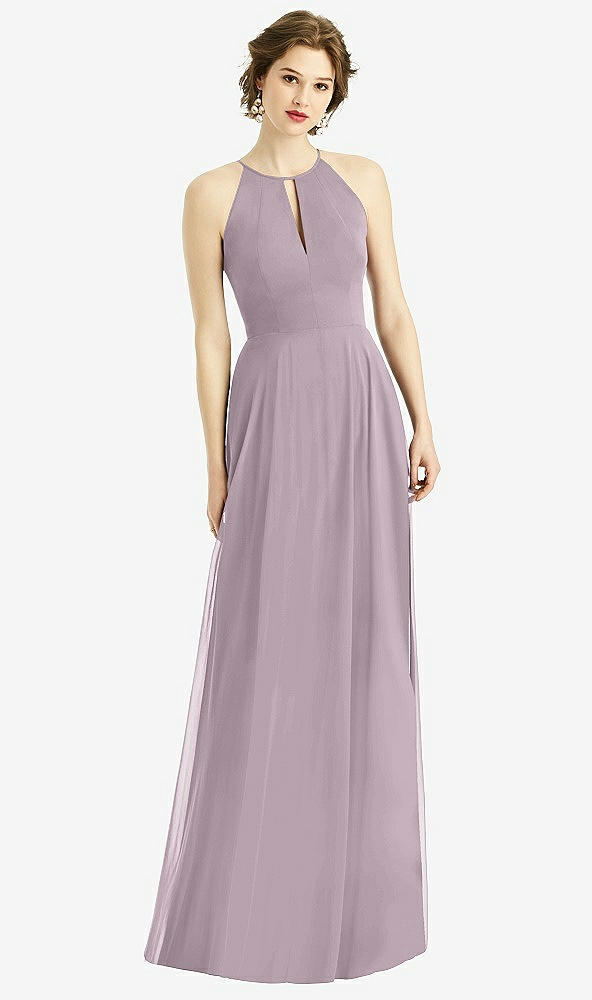 Front View - Lilac Dusk Keyhole Halter Chiffon Maxi Dress