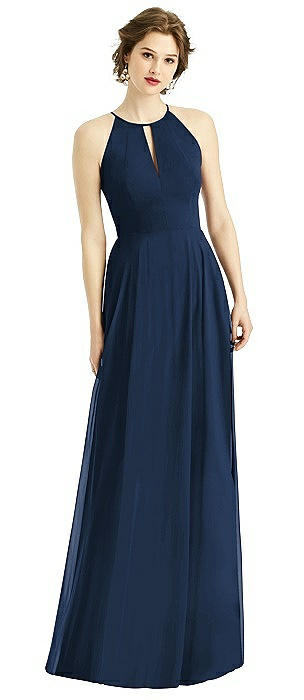 Keyhole Halter Chiffon Maxi Dress