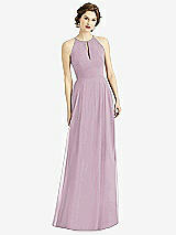 Front View Thumbnail - Suede Rose Keyhole Halter Chiffon Maxi Dress