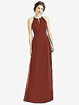 Front View Thumbnail - Auburn Moon Keyhole Halter Chiffon Maxi Dress