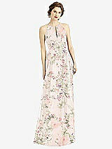 Front View Thumbnail - Blush Garden Keyhole Halter Chiffon Maxi Dress