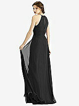 Rear View Thumbnail - Black Keyhole Halter Chiffon Maxi Dress