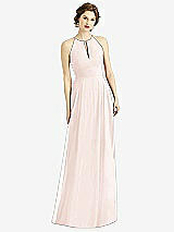 Front View Thumbnail - Blush Keyhole Halter Chiffon Maxi Dress