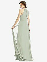 Rear View Thumbnail - Celadon Keyhole Halter Chiffon Maxi Dress