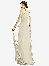 Rear View Thumbnail - Champagne Keyhole Halter Chiffon Maxi Dress