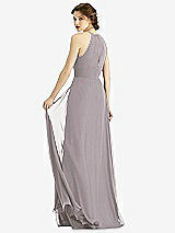 Rear View Thumbnail - Cashmere Gray Keyhole Halter Chiffon Maxi Dress