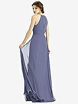 Rear View Thumbnail - French Blue Keyhole Halter Chiffon Maxi Dress