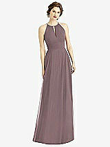 Front View Thumbnail - French Truffle Keyhole Halter Chiffon Maxi Dress