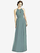 Front View Thumbnail - Icelandic Keyhole Halter Chiffon Maxi Dress