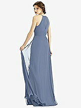 Rear View Thumbnail - Larkspur Blue Keyhole Halter Chiffon Maxi Dress