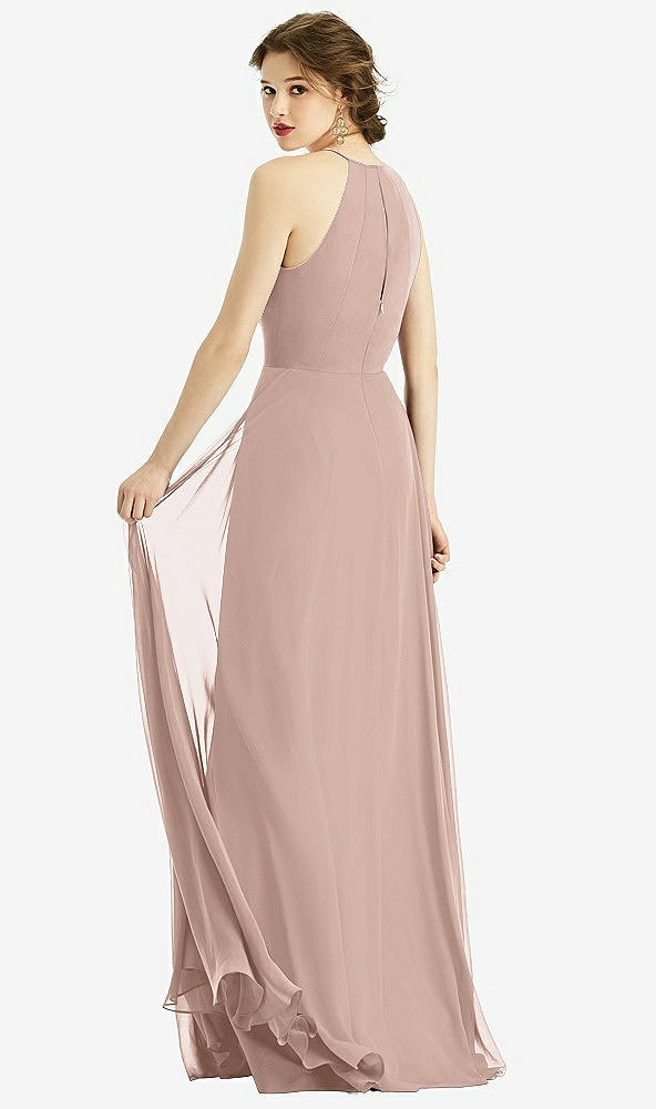 Back View - Neu Nude Keyhole Halter Chiffon Maxi Dress