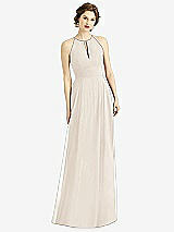 Front View Thumbnail - Oat Keyhole Halter Chiffon Maxi Dress