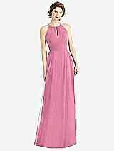 Front View Thumbnail - Orchid Pink Keyhole Halter Chiffon Maxi Dress