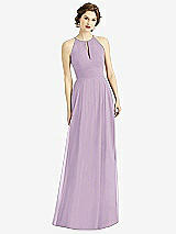 Front View Thumbnail - Pale Purple Keyhole Halter Chiffon Maxi Dress