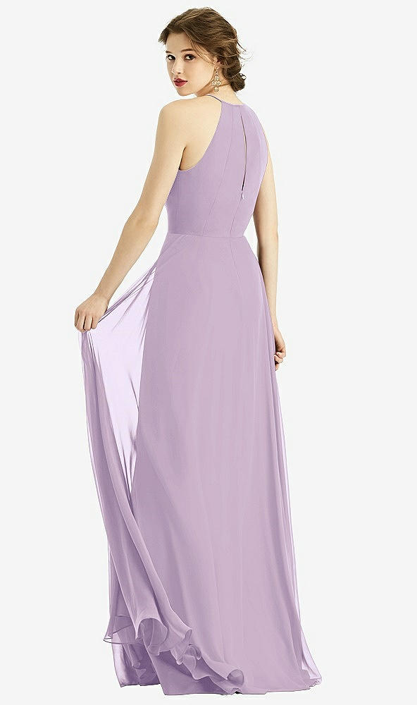 Back View - Pale Purple Keyhole Halter Chiffon Maxi Dress