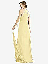 Rear View Thumbnail - Pale Yellow Keyhole Halter Chiffon Maxi Dress