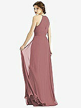 Rear View Thumbnail - Rosewood Keyhole Halter Chiffon Maxi Dress