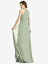 Rear View Thumbnail - Sage Keyhole Halter Chiffon Maxi Dress