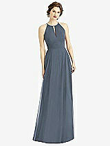 Front View Thumbnail - Silverstone Keyhole Halter Chiffon Maxi Dress