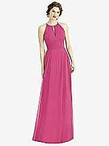 Front View Thumbnail - Tea Rose Keyhole Halter Chiffon Maxi Dress