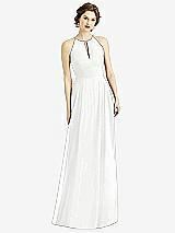 Front View Thumbnail - White Keyhole Halter Chiffon Maxi Dress