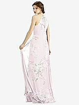 Rear View Thumbnail - Watercolor Print Keyhole Halter Chiffon Maxi Dress