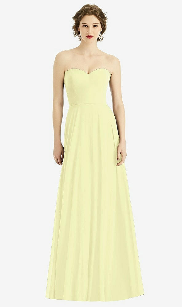 Front View - Butter Yellow Strapless Sweetheart Gown with Optional Straps