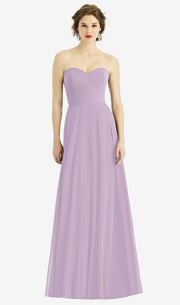 Front View - Pale Purple Strapless Sweetheart Gown with Optional Straps