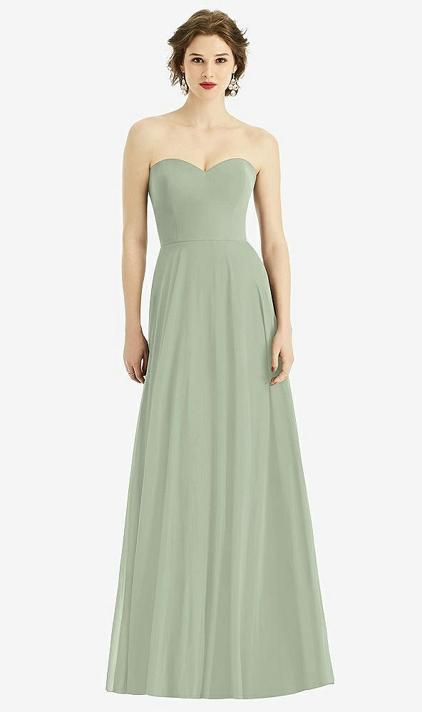 Front View - Sage Strapless Sweetheart Gown with Optional Straps