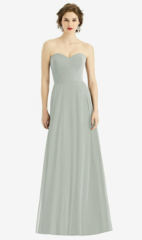 Front View - Willow Green Strapless Sweetheart Gown with Optional Straps