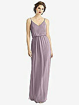 Front View Thumbnail - Lilac Dusk V-Neck Blouson Bodice Chiffon Maxi Dress