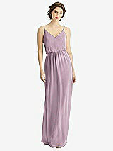 Front View Thumbnail - Suede Rose V-Neck Blouson Bodice Chiffon Maxi Dress