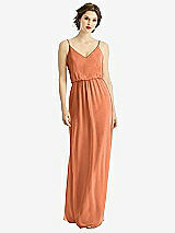 Front View Thumbnail - Sweet Melon V-Neck Blouson Bodice Chiffon Maxi Dress