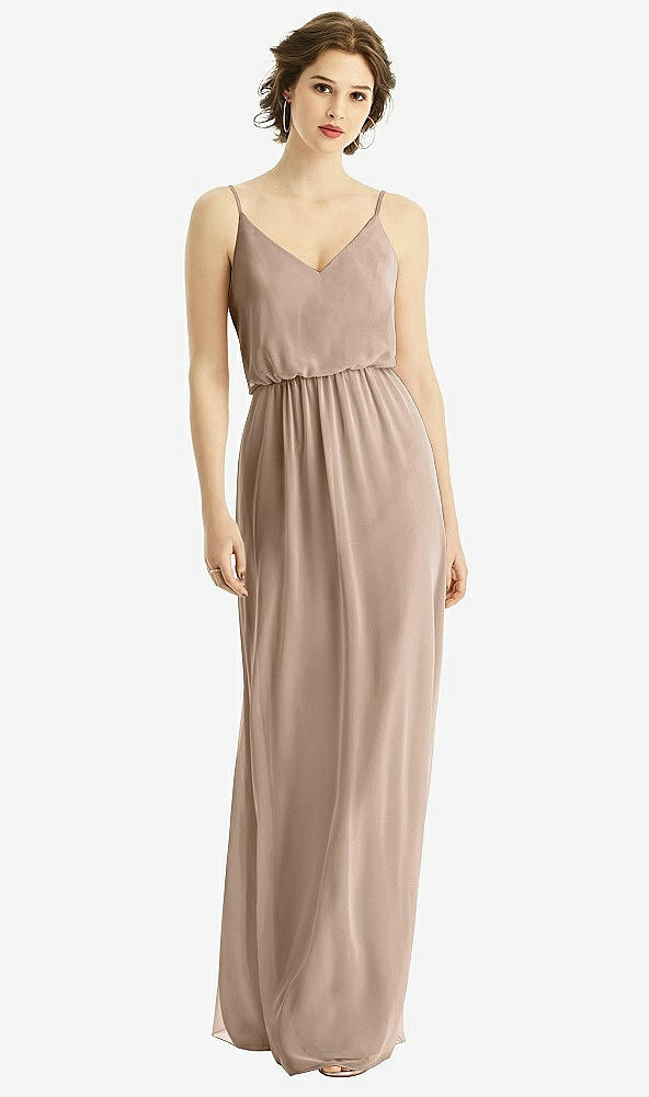 Front View - Topaz V-Neck Blouson Bodice Chiffon Maxi Dress