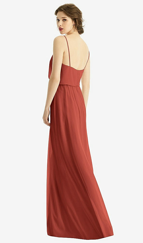 Back View - Amber Sunset V-Neck Blouson Bodice Chiffon Maxi Dress