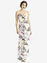 Front View Thumbnail - Butterfly Botanica Ivory V-Neck Blouson Bodice Chiffon Maxi Dress