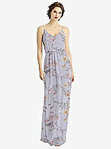 Front View Thumbnail - Butterfly Botanica Silver Dove V-Neck Blouson Bodice Chiffon Maxi Dress