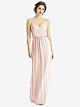 Front View Thumbnail - Blush V-Neck Blouson Bodice Chiffon Maxi Dress