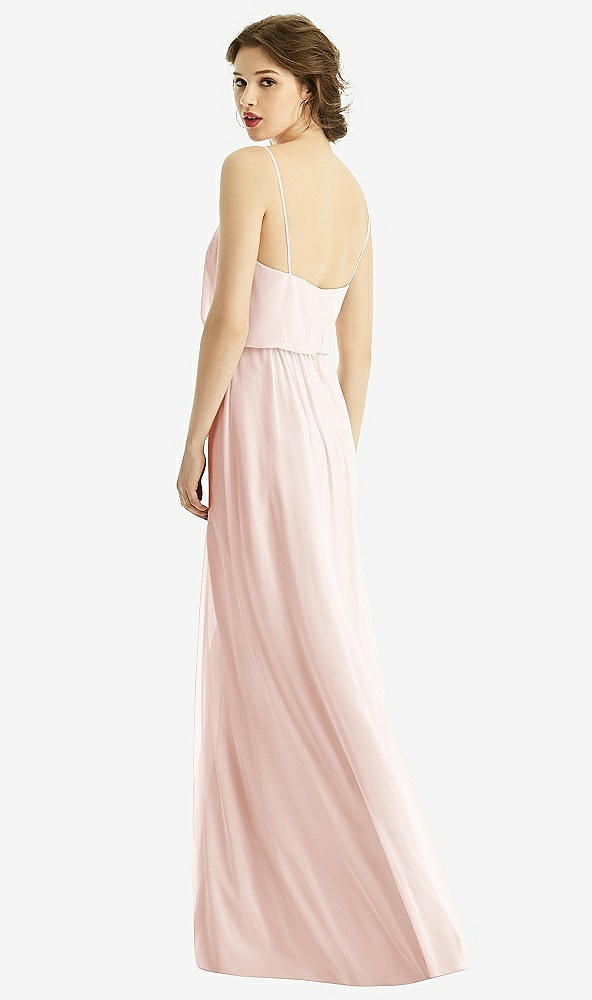 Back View - Blush V-Neck Blouson Bodice Chiffon Maxi Dress