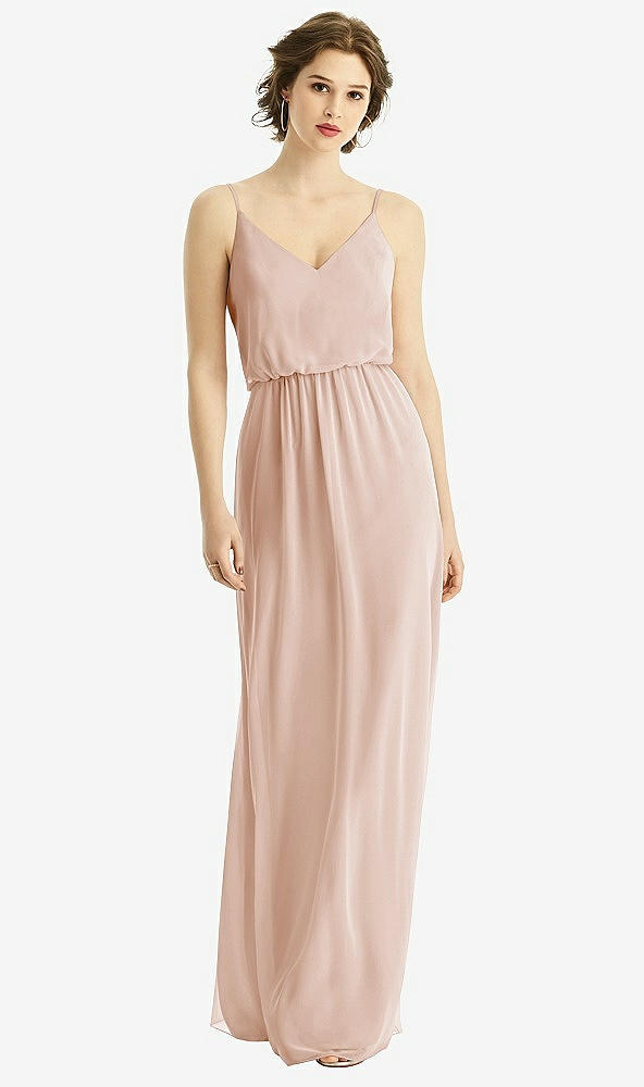 Front View - Cameo V-Neck Blouson Bodice Chiffon Maxi Dress