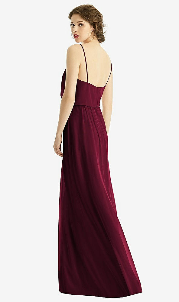 Back View - Cabernet V-Neck Blouson Bodice Chiffon Maxi Dress