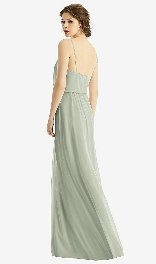 Back View - Celadon V-Neck Blouson Bodice Chiffon Maxi Dress