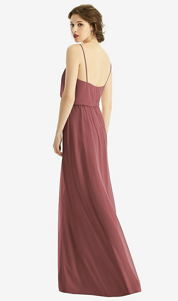 Back View - English Rose V-Neck Blouson Bodice Chiffon Maxi Dress